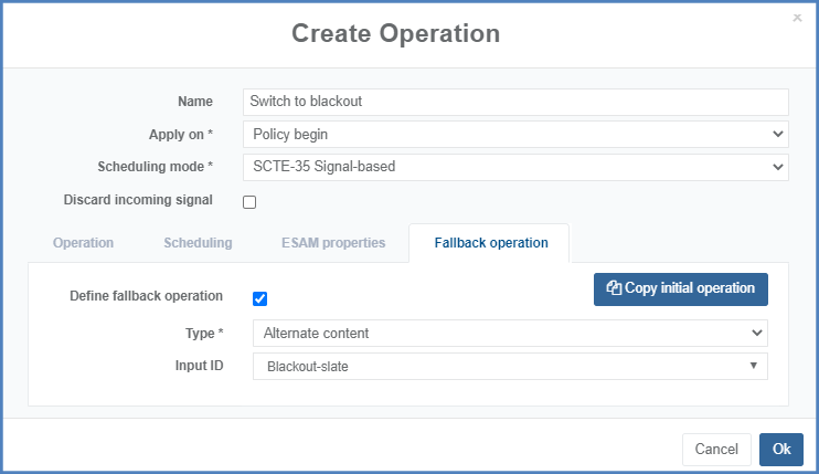 fallback operation configuration
