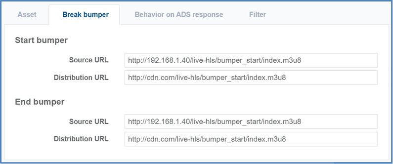 Break bumper configuration example