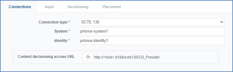 Example of Connections configuration