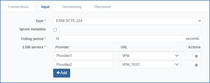 Example of Input configuration