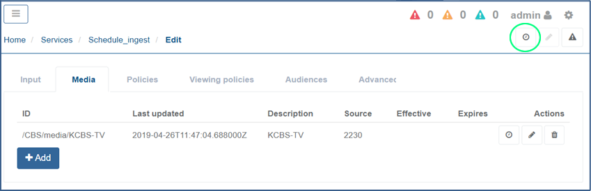 Access SCTE 224 events timeline from service configuration