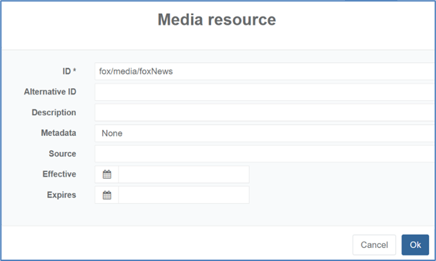 Adding Media resource for SCTE-224 ingest