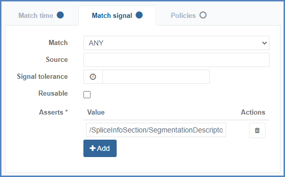 Media point @matchSignal configuration