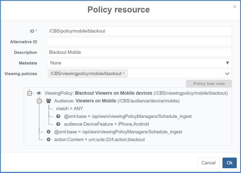 Policy configuration